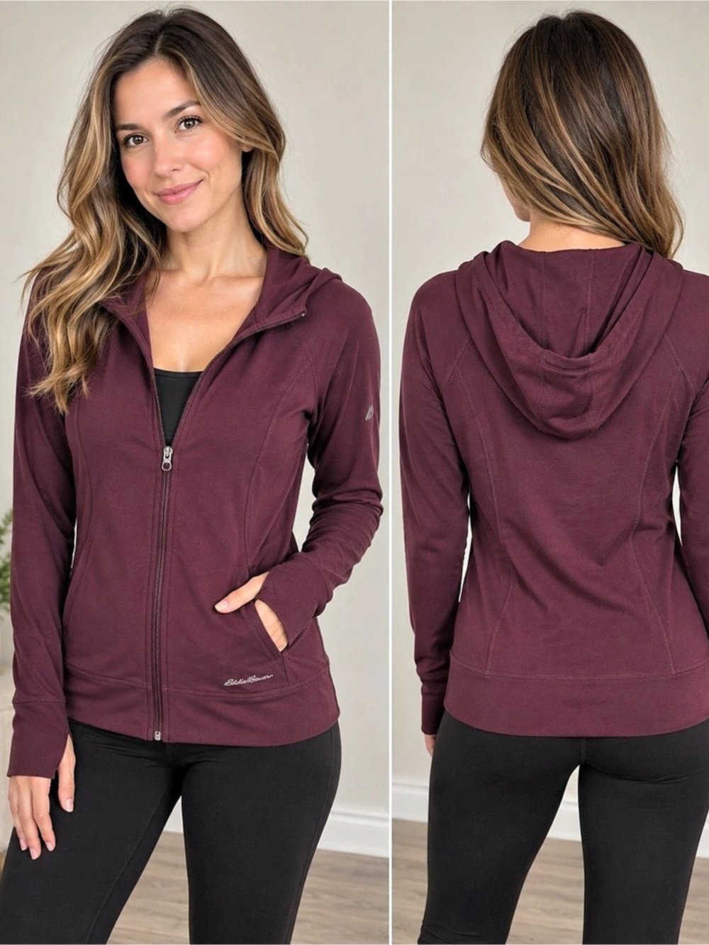 Eddie Bauer Hooded Full-Zip Jacket in Purple Size XS Like New